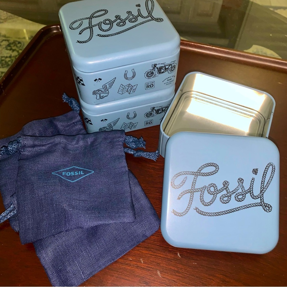 Set of 3* Fossil Square Tin